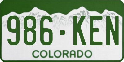CO license plate 986KEN