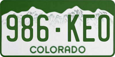 CO license plate 986KEO