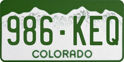 CO license plate 986KEQ