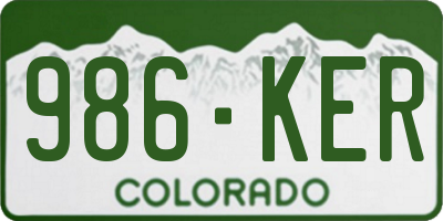 CO license plate 986KER