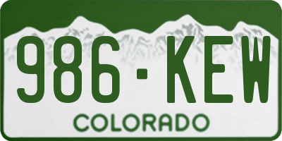 CO license plate 986KEW