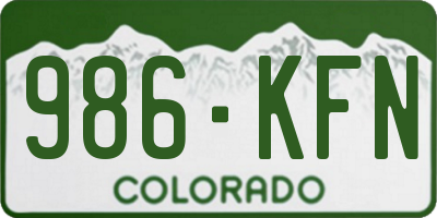 CO license plate 986KFN