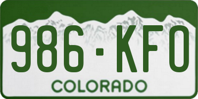 CO license plate 986KFO