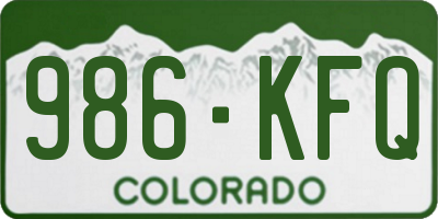 CO license plate 986KFQ