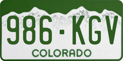 CO license plate 986KGV
