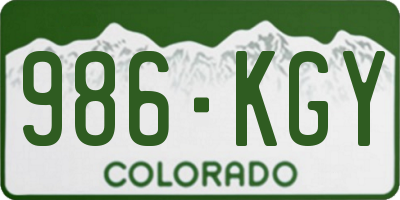 CO license plate 986KGY