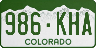 CO license plate 986KHA