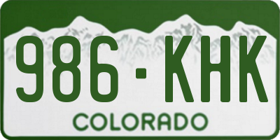 CO license plate 986KHK