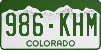 CO license plate 986KHM