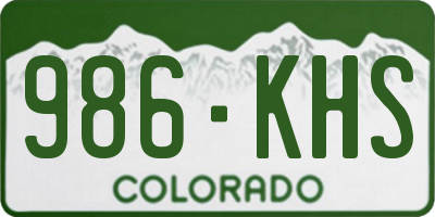 CO license plate 986KHS