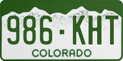 CO license plate 986KHT