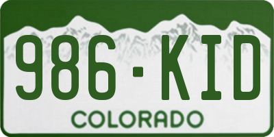 CO license plate 986KID