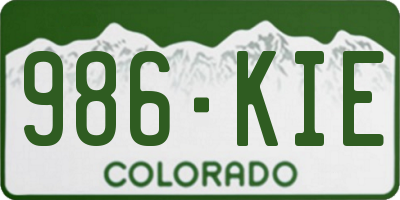 CO license plate 986KIE