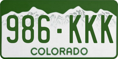 CO license plate 986KKK