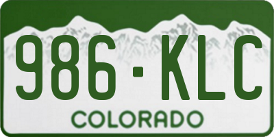 CO license plate 986KLC
