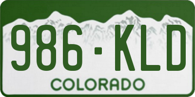 CO license plate 986KLD