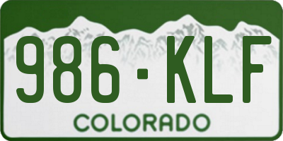 CO license plate 986KLF