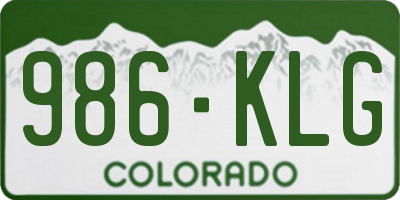 CO license plate 986KLG