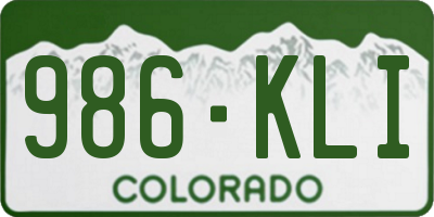CO license plate 986KLI