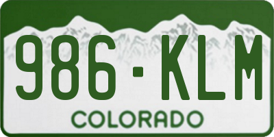 CO license plate 986KLM