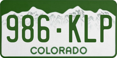 CO license plate 986KLP