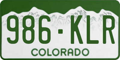CO license plate 986KLR