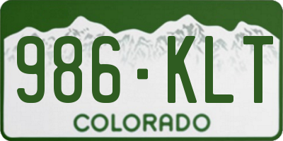 CO license plate 986KLT