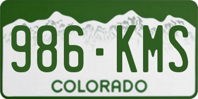 CO license plate 986KMS