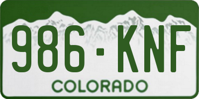 CO license plate 986KNF