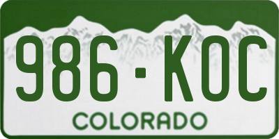 CO license plate 986KOC