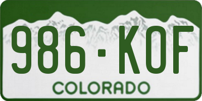CO license plate 986KOF