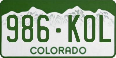 CO license plate 986KOL