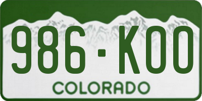 CO license plate 986KOO