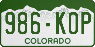 CO license plate 986KOP
