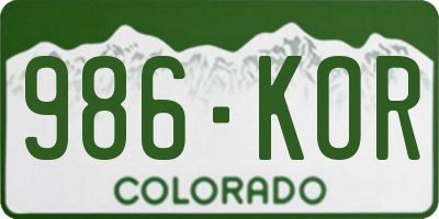 CO license plate 986KOR