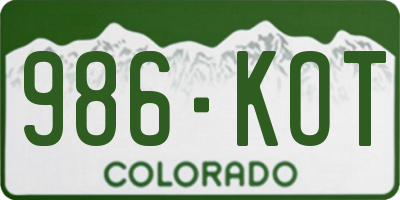 CO license plate 986KOT