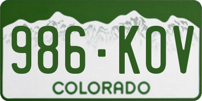 CO license plate 986KOV