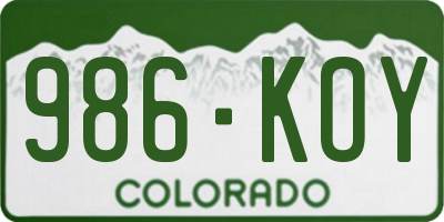 CO license plate 986KOY