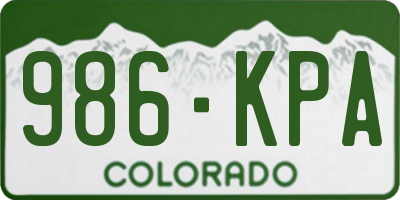 CO license plate 986KPA