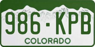 CO license plate 986KPB