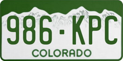CO license plate 986KPC