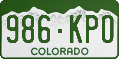 CO license plate 986KPO
