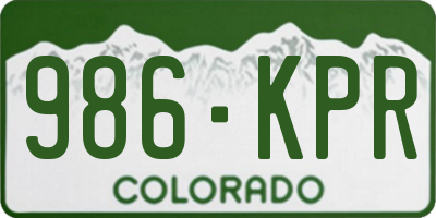 CO license plate 986KPR