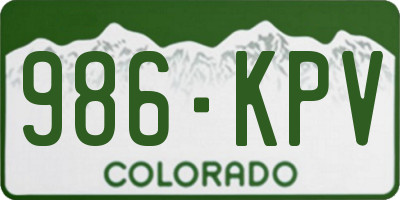 CO license plate 986KPV