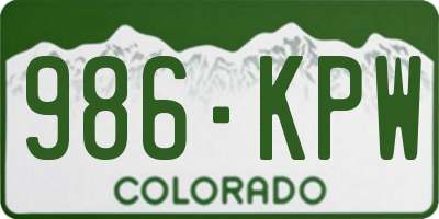 CO license plate 986KPW