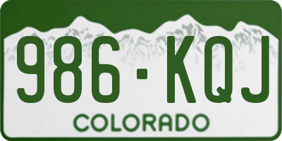 CO license plate 986KQJ