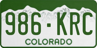 CO license plate 986KRC