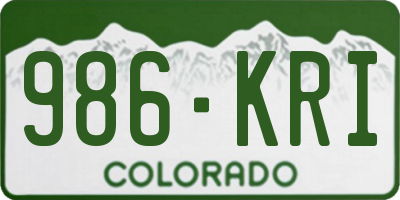 CO license plate 986KRI