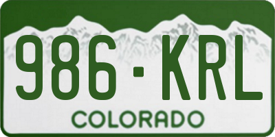 CO license plate 986KRL