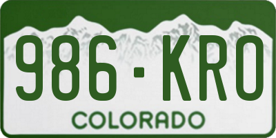 CO license plate 986KRO